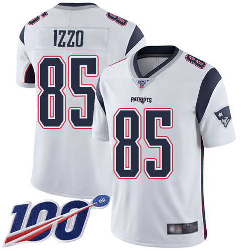 New England Patriots Football #85 Vapor Untouchable 100th Season Limited White Men Ryan Izzo Road NFL Jersey